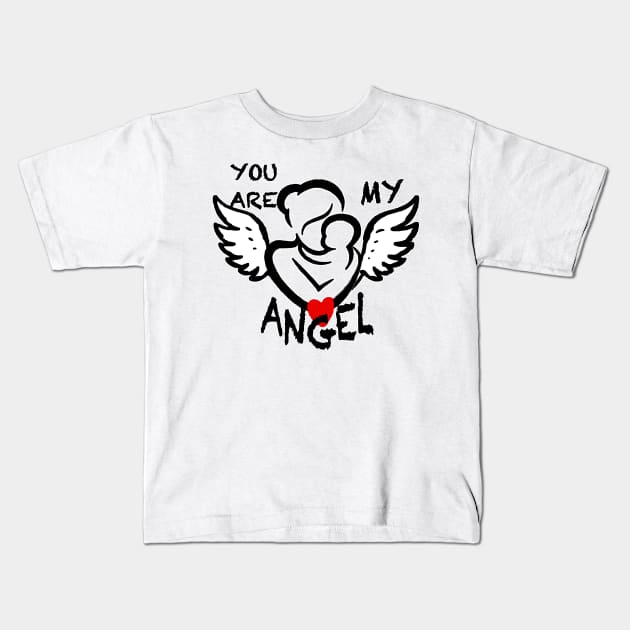 Momy my Angel Kids T-Shirt by Coffeemorning69